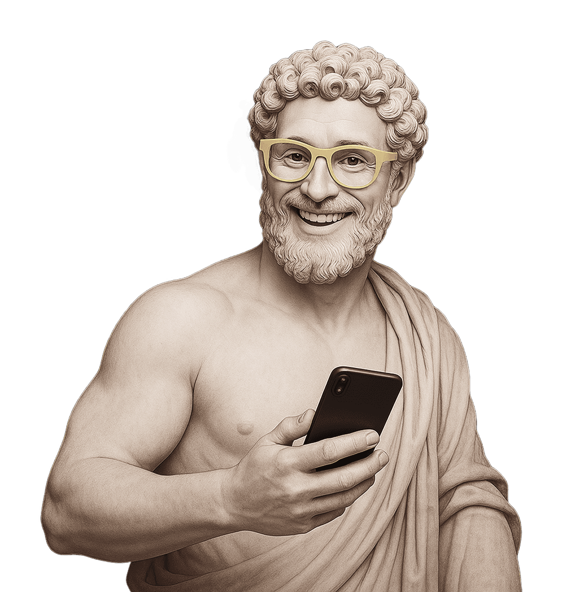 Statue with phone
